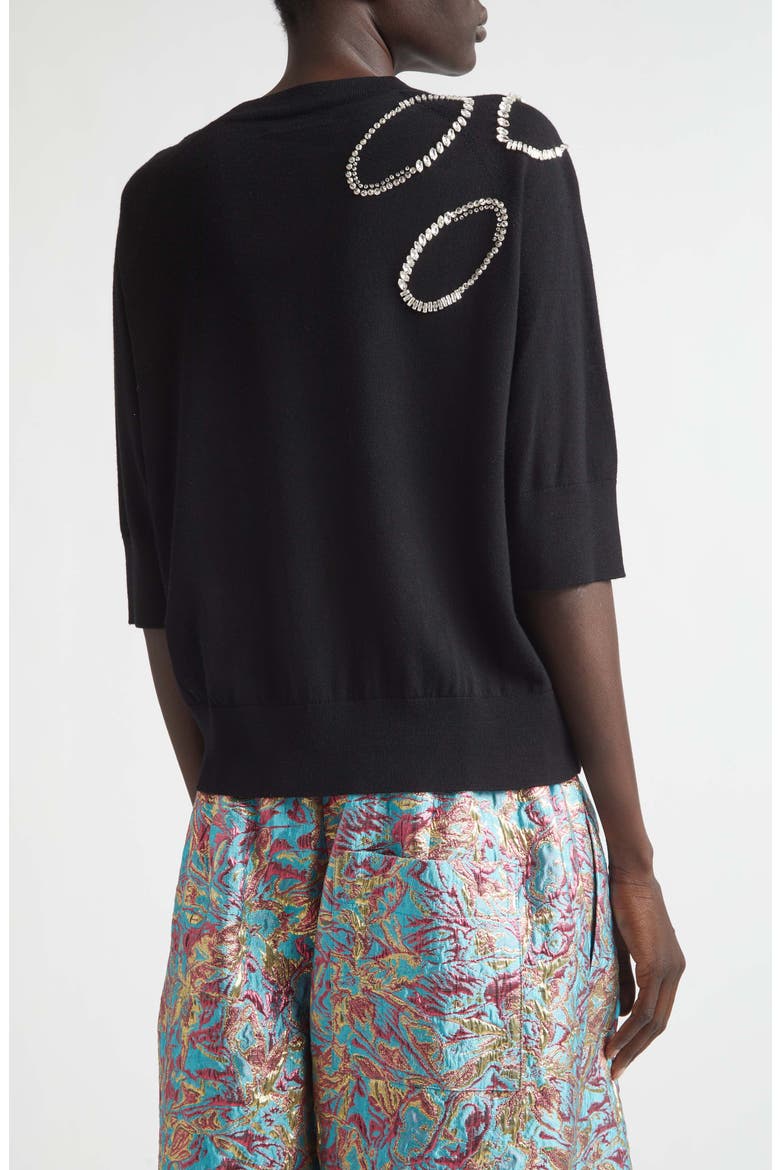 Embellished Merino Wool Sweater, Alternate, color, BLACK