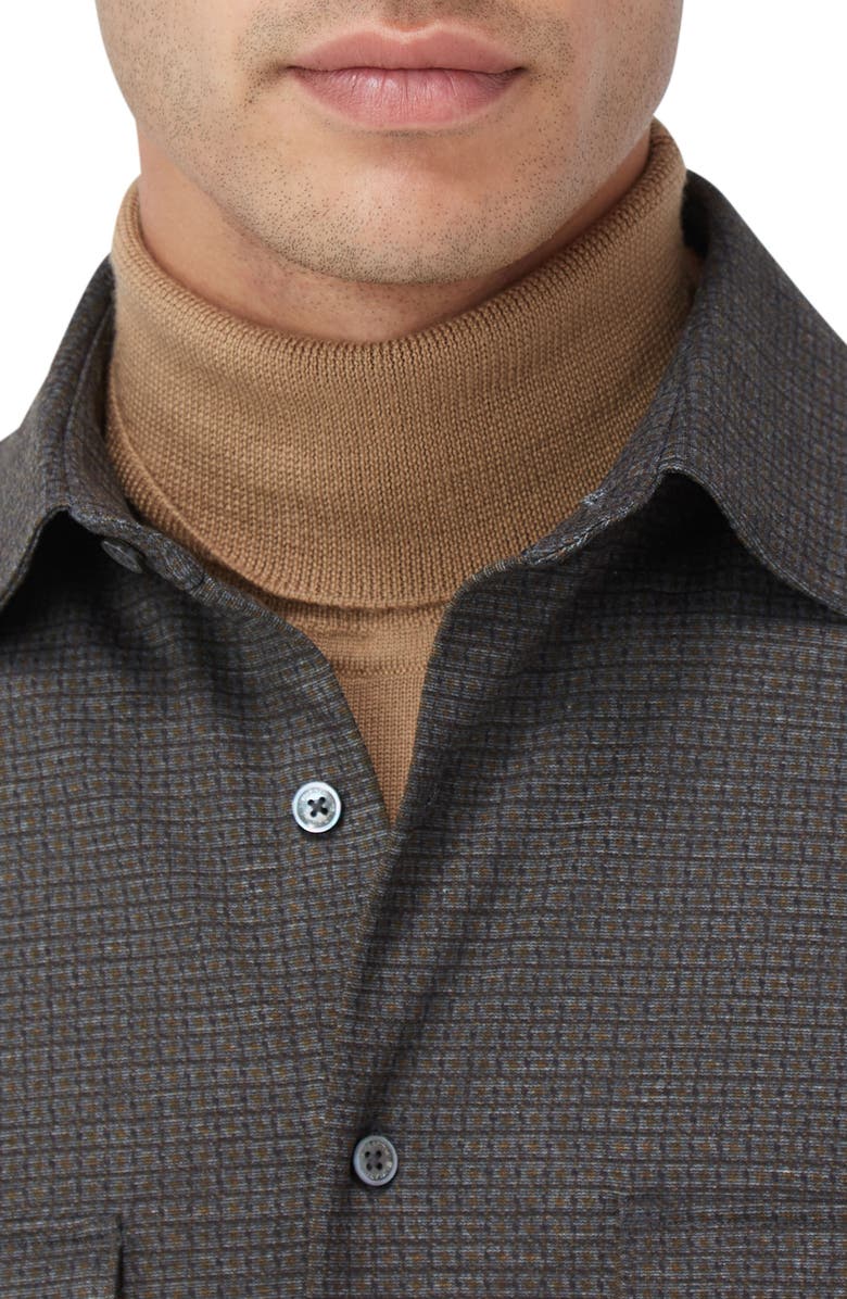 Bugatchi Check Knit Shirt Jacket, Alternate, color, Truffle