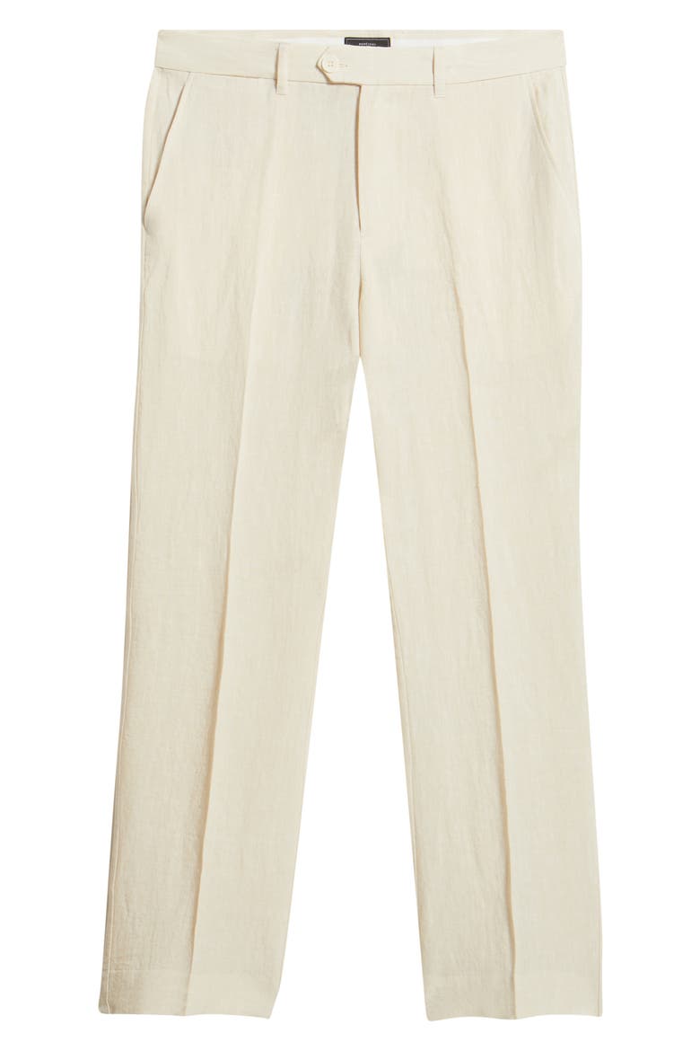 Flat Front Linen Chinos, Alternate, color, CREAM