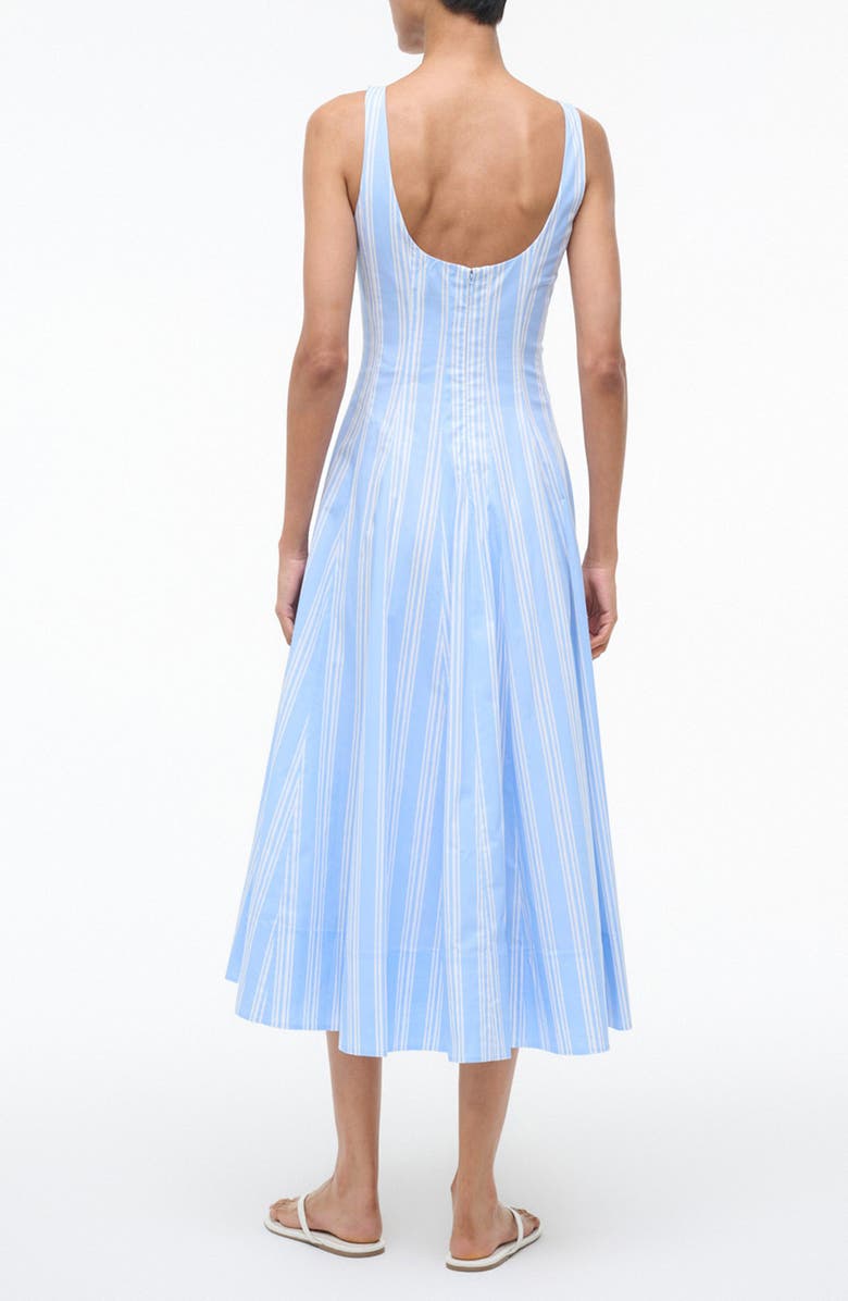 STAUD Wells Pinstripe A-Line Midi Dress, Alternate, color, Ventura Stripe