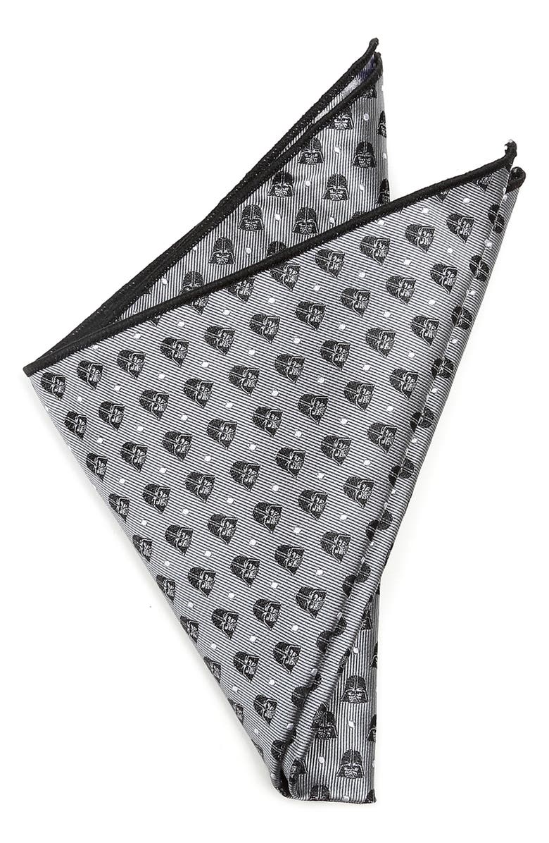 Cufflinks, Inc. Darth Vader Dot Silk Pocket Square, Main, color, Gray