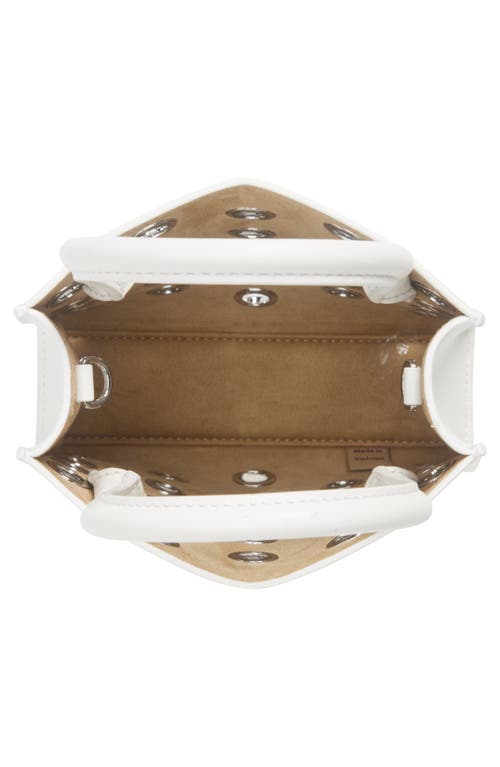 Shop Veronica Beard Small Grommet Leather Shopper In Off White Silver