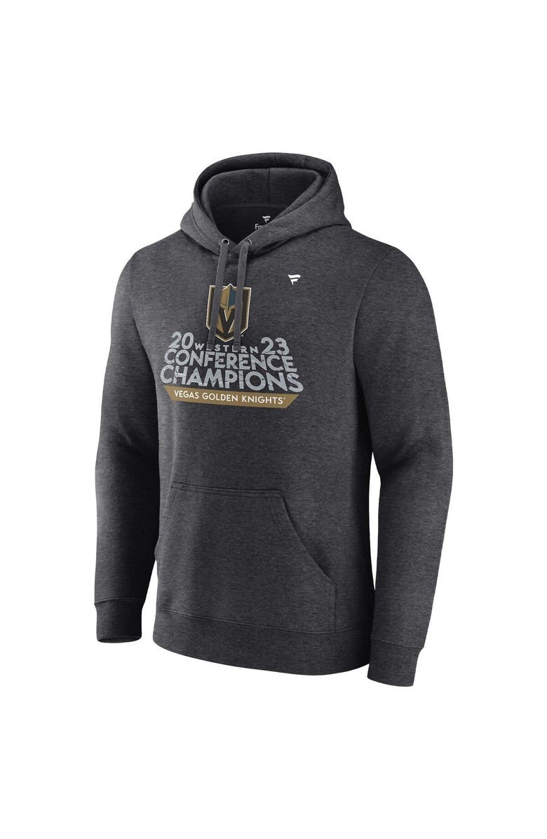 FANATICS Men's Fanatics Branded  Heather Charcoal Vegas Golden Knights 2023 Western Conference Champions Locker Room Pullover Hoodie, Alternate, color, 