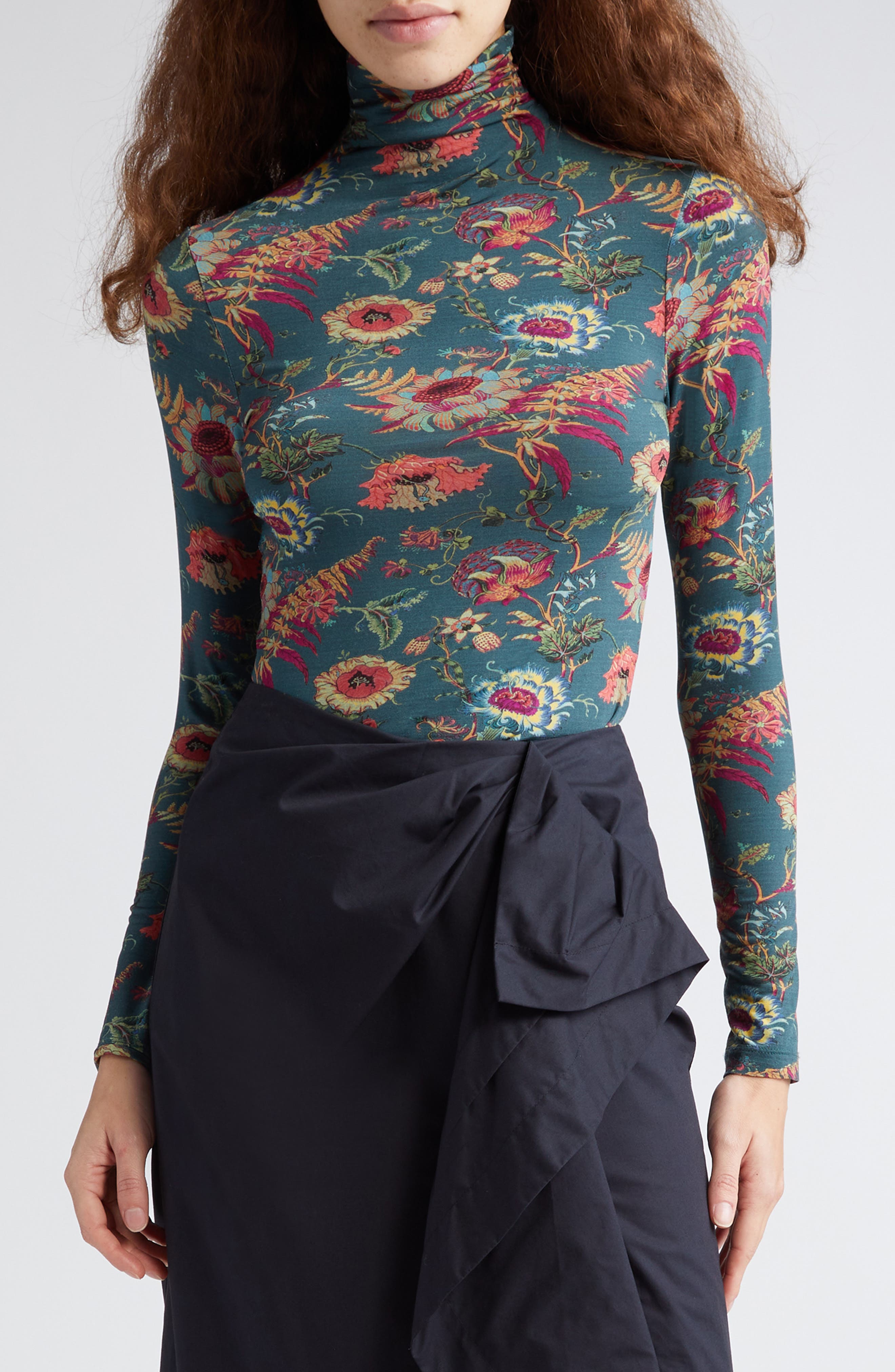 Aurelia Floral Print Turtleneck Top