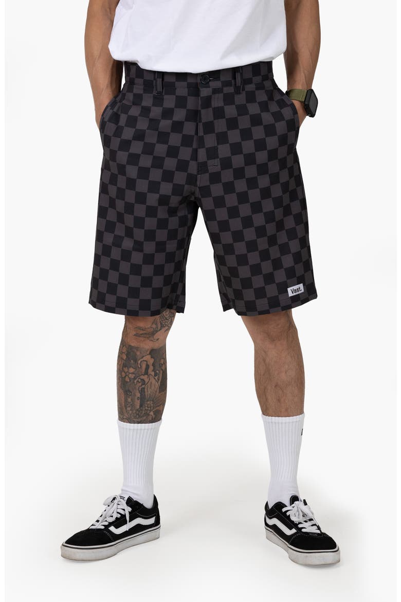 Check Hybrid Board Shorts, Main, color, BLACK