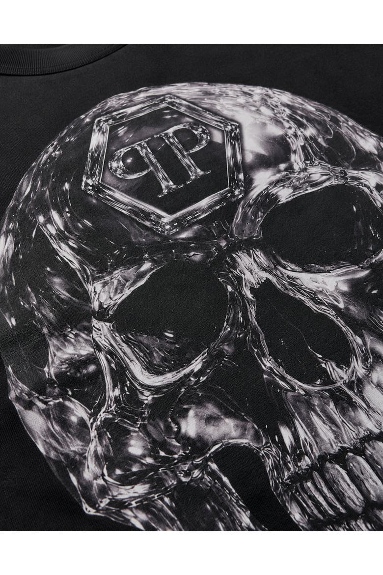T-Shirt Round Neck Ss Skull Men, Alternate, color, black