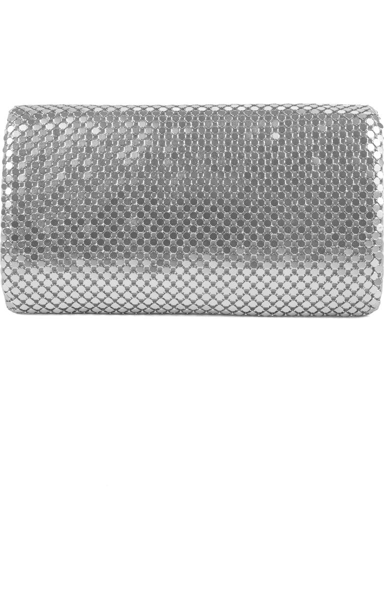 Jessica McClintock Mesh Clutch, Alternate, color, Silver/ Silver