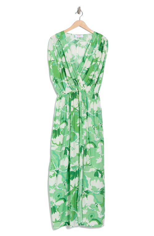 Renee C Floral Sleeveless Maxi Dress In Kelly Green