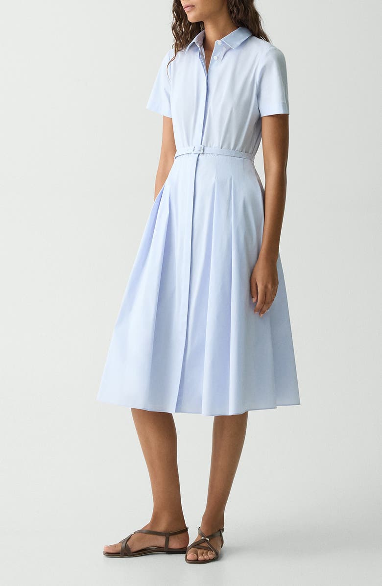 Theory Belted Cotton Blend Shirtdress, Alternate, color, Olympic