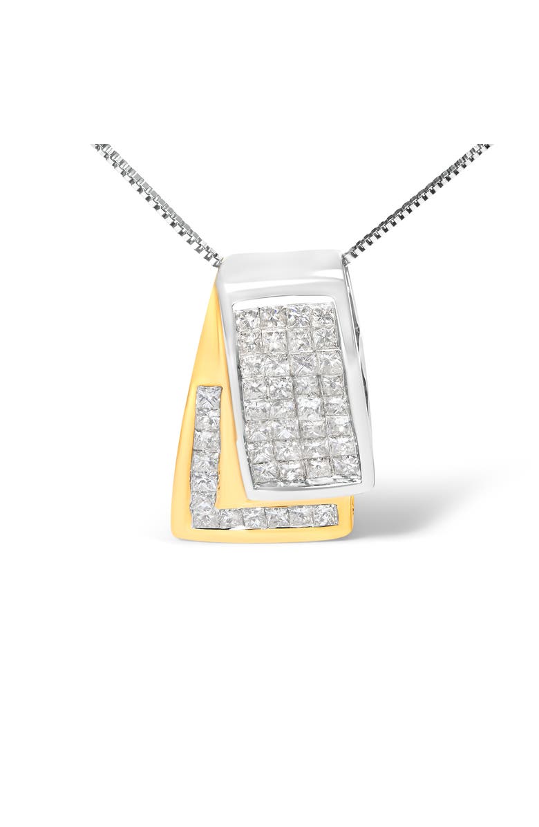 Haus of Brilliance 14K Gold 1.0 Cttw Princess Cut Diamond Foldover Box Pendant Necklace, Alternate, color, Yellowwhite