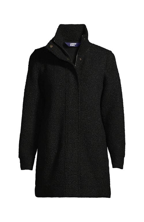 Lands' End Boucle Fleece Coat In Black