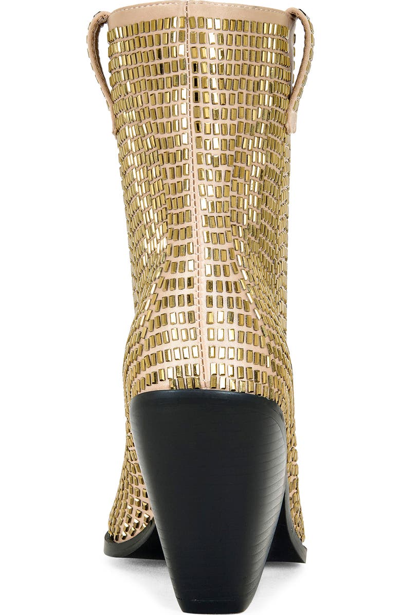 AZALEA WANG Laetitia Crystal Bootie, Alternate, color, Brown/ Gold