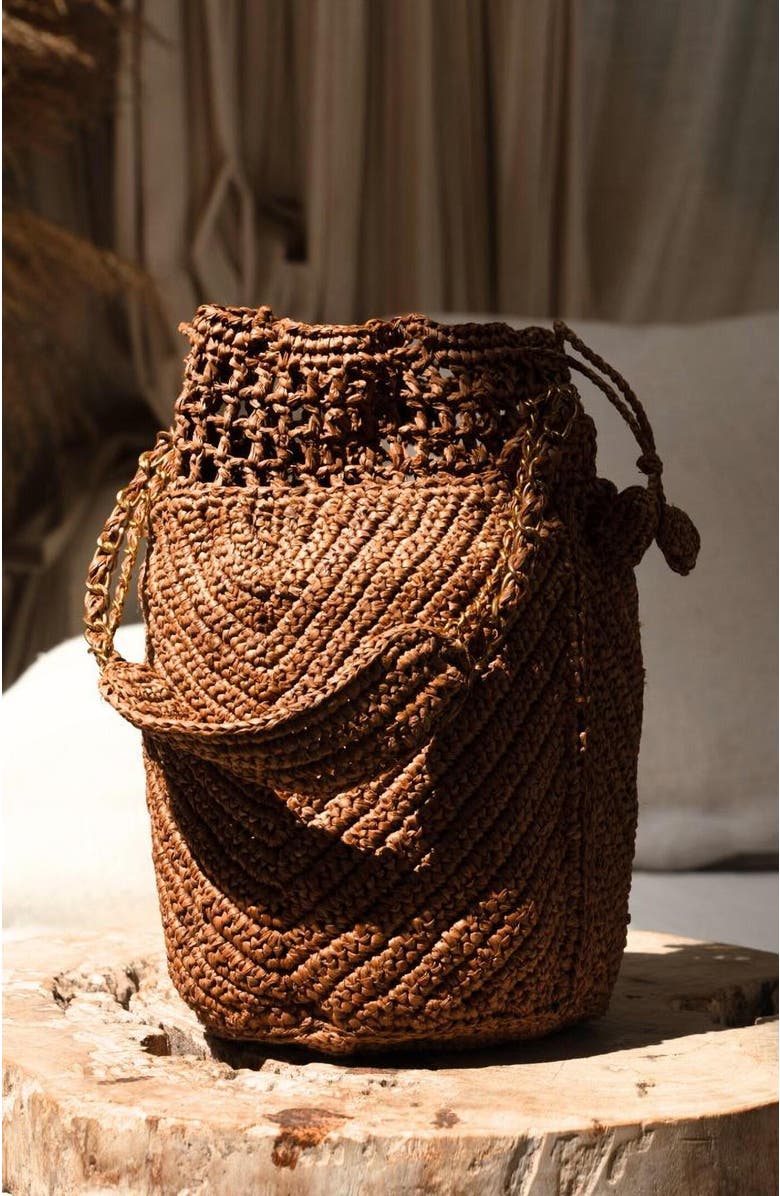 Zanatany Concepts Buckety Raffia Bag, Alternate, color, Black