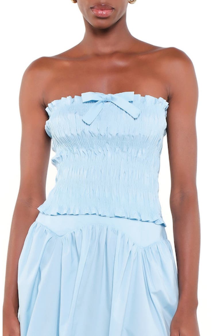 Penny Strapless Smock Stretch Cotton Top, Main, color, BABY BLUE