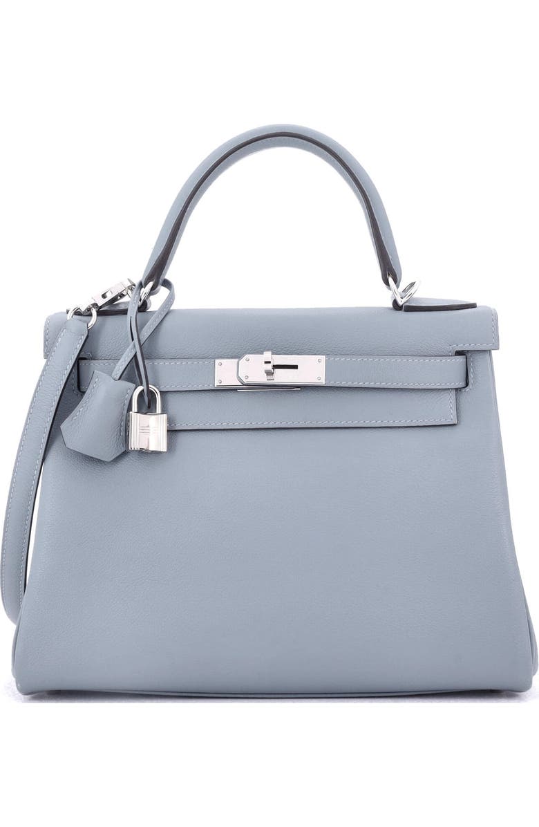 Pre-Owned Hermes Kelly Handbag Blue Evercolor with Pallladium Hardware 28, Main, color,