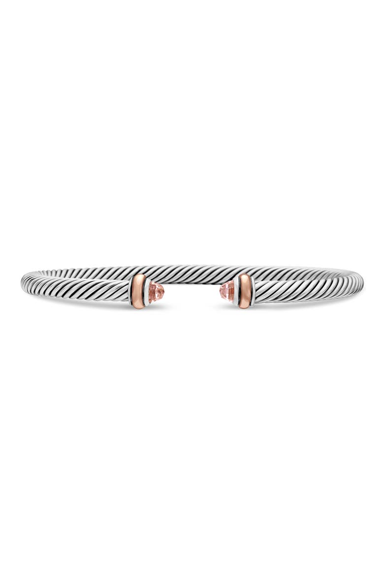 Classic Cable Bracelet in Sterling Silver with 18K Rose Gold and Morganite, 4mm, Main, color, MORGANITE