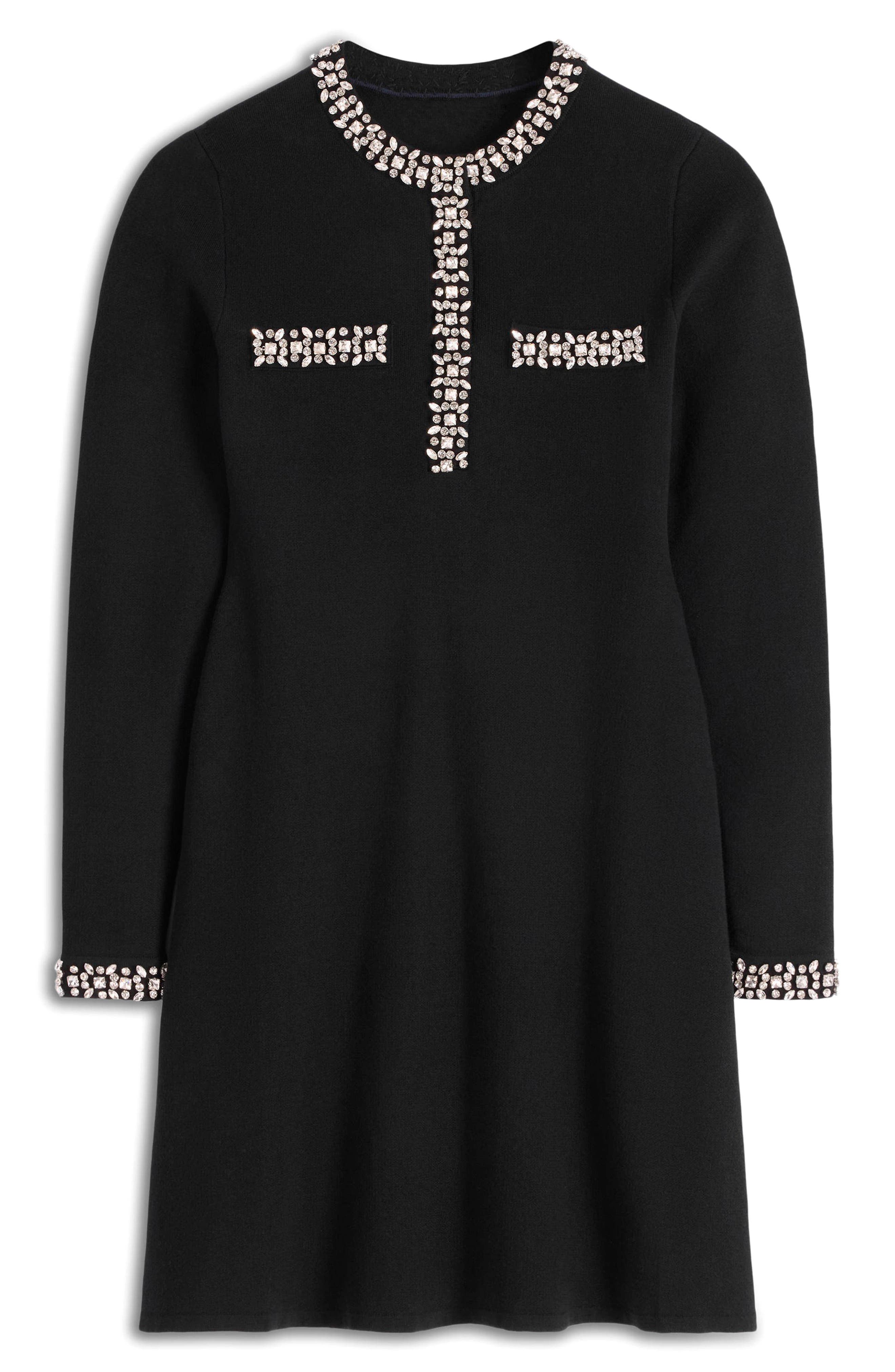 Crystal Embellished Knit Shift Dress - image 2