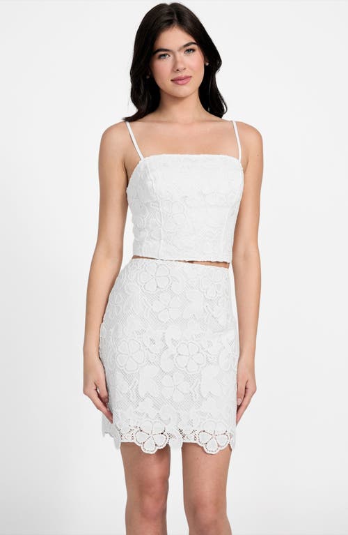 Guess Delilah Floral Embroidery Crop Top In White