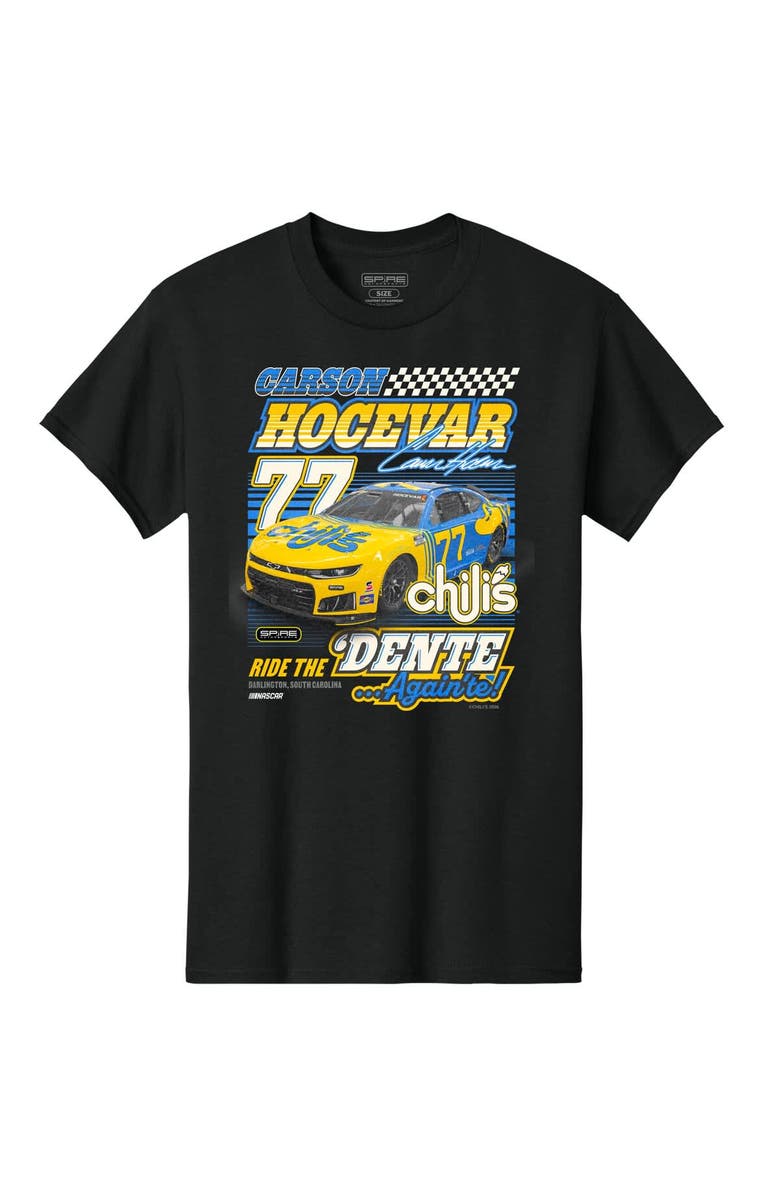 Spire Motorsports Men's Spire Motorsports  Black Carson Hocevar #77 Chili's Car Throwback T-Shirt, Main, color, Black
