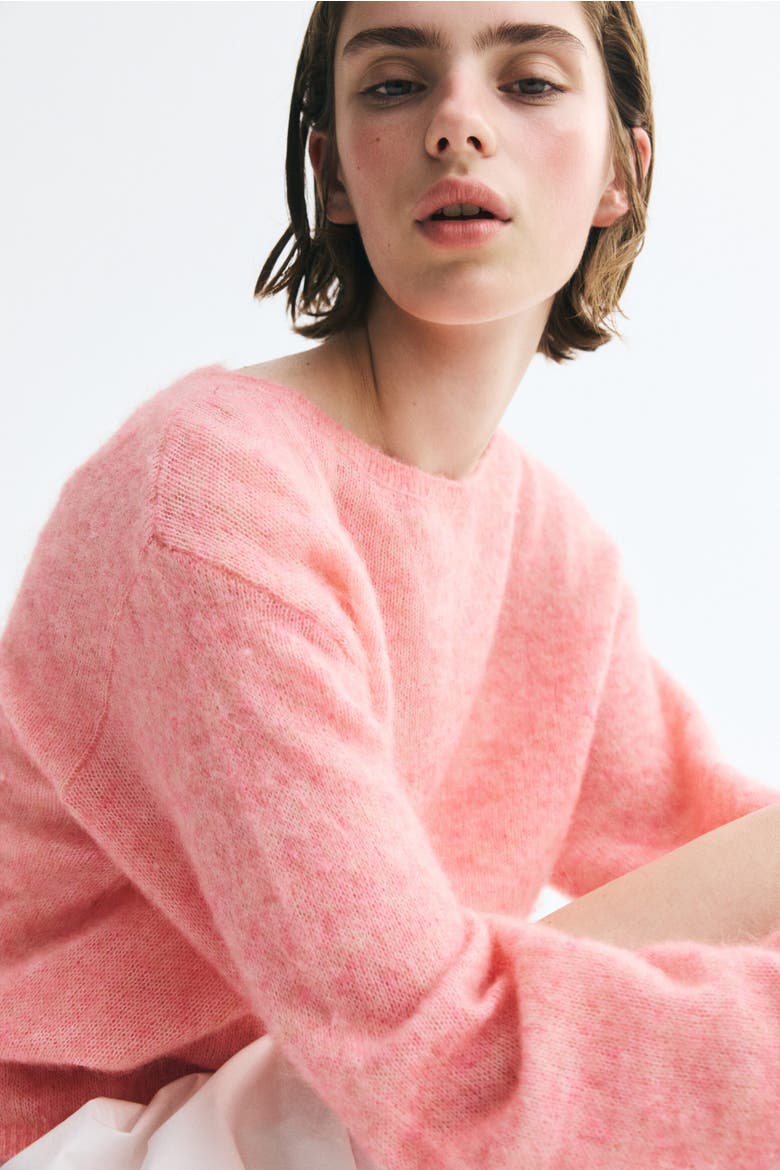 Boat-neck Fine-knit Sweater, Alternate, color, Pink