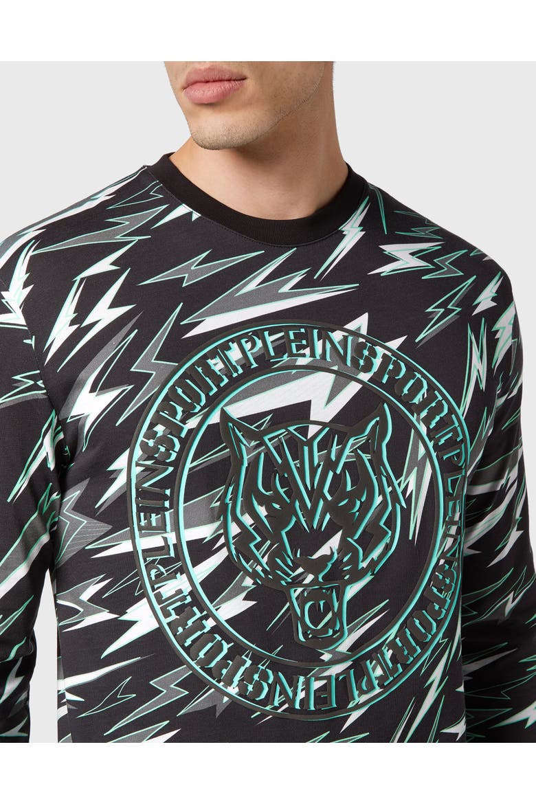 T-Shirt Round Neck Ls Tiger Men, Alternate, color, Black/Mintgreen