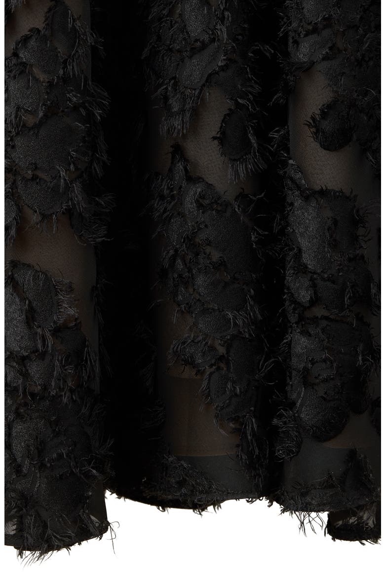 Floral Appliqué Semisheer Dress, Alternate, color, BLACK