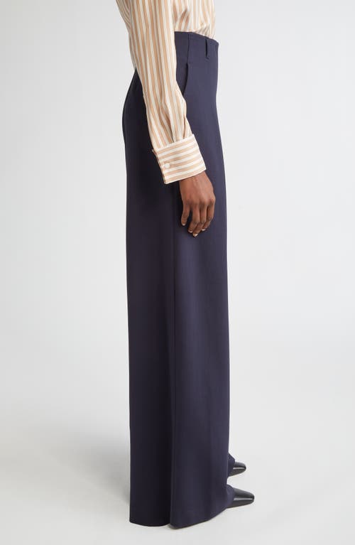 Lafayette 148 New York Warren Inverted Pleat Stretch Wool Wide Leg Pants In Blue