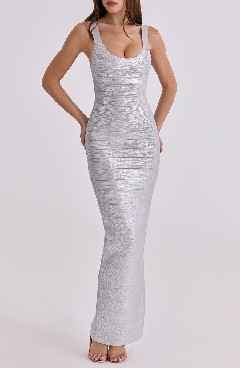HOUSE OF CB The OG Bandage Maxi Dress, Main, color, Silver