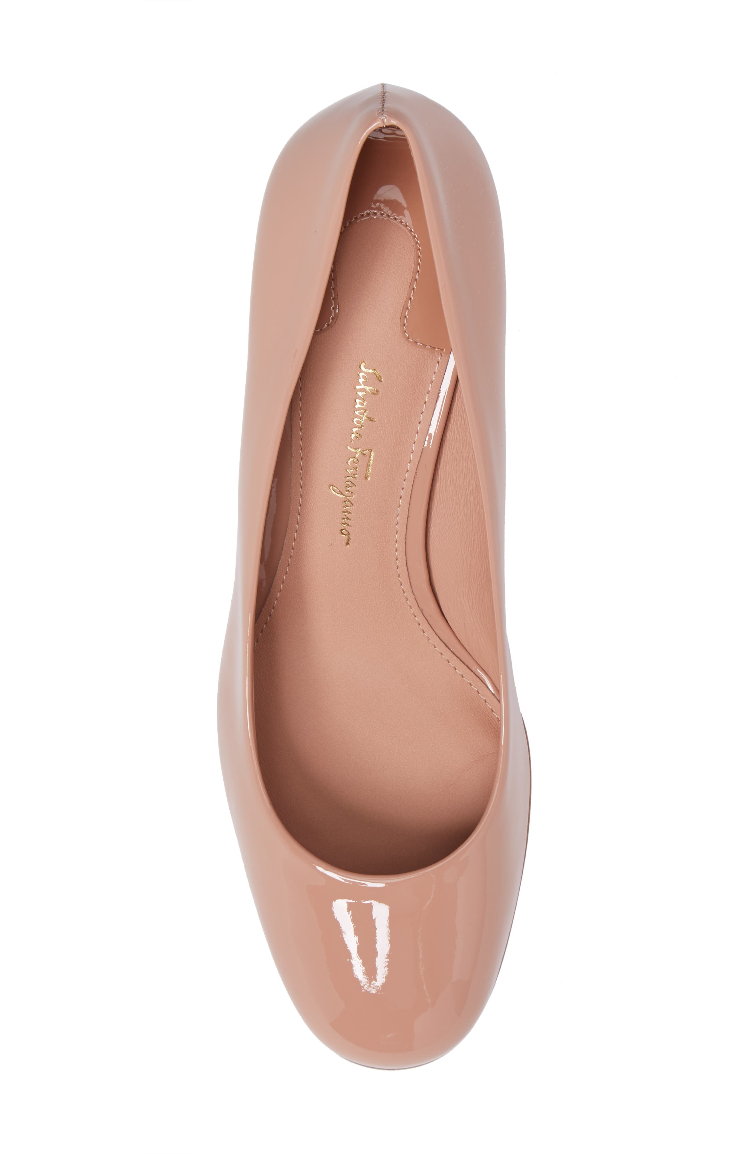 FERRAGAMO Salvatore Ferragamo Lucca Rounded Toe Flower Heel Pump, Alternate, color, 