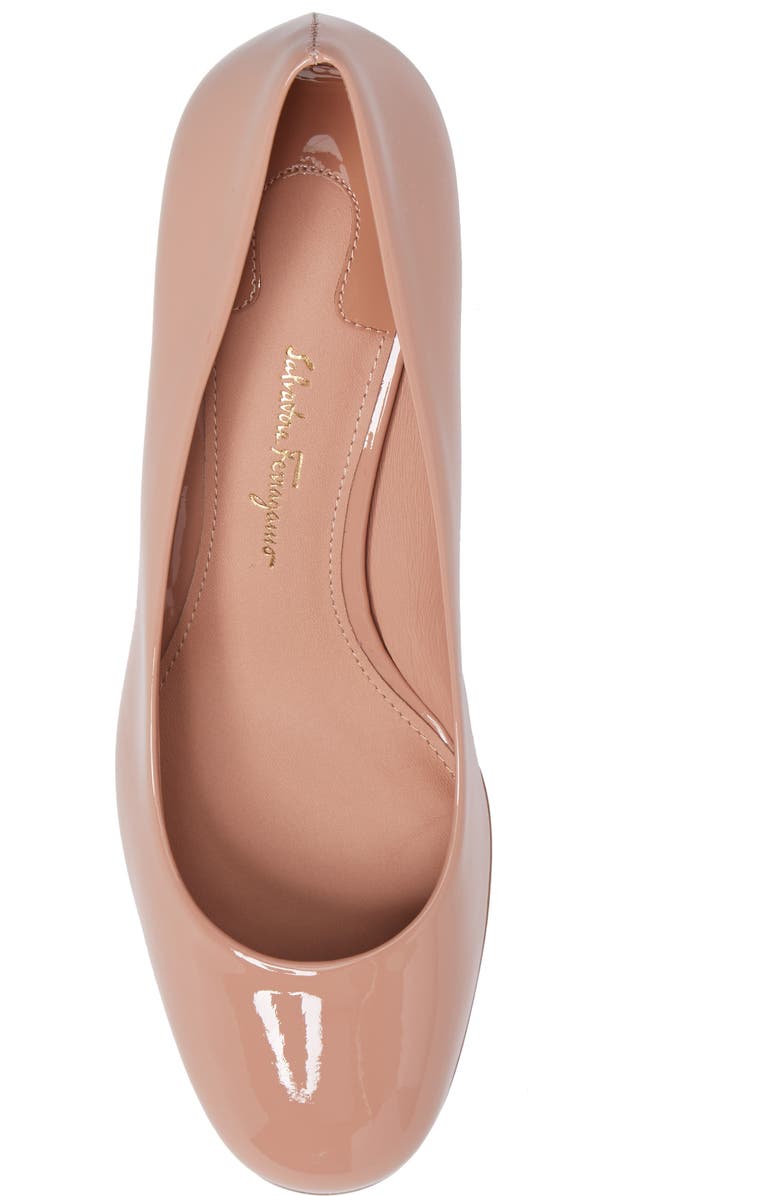 FERRAGAMO Salvatore Ferragamo Lucca Rounded Toe Flower Heel Pump, Alternate, color,