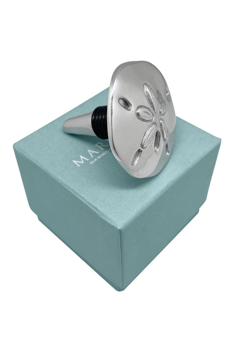 Sand Dollar Flat Bottle Stopper, Alternate, color, SILVER