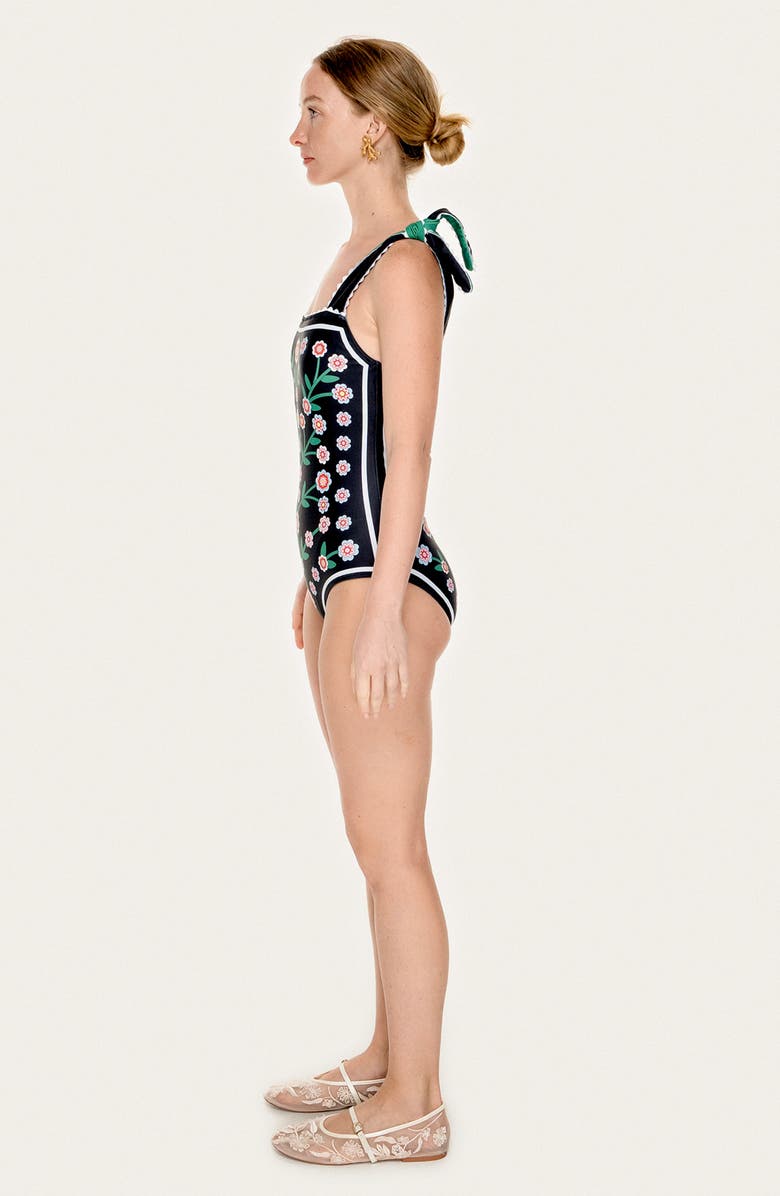 Jessie Zhao New York Midnight Bloom Reversible One-Piece Swimsuit, Alternate, color, Black