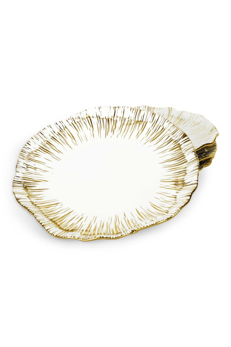 Anemone Set of 4 Tidbit Plates, Alternate, color, WHITE/ GOLD