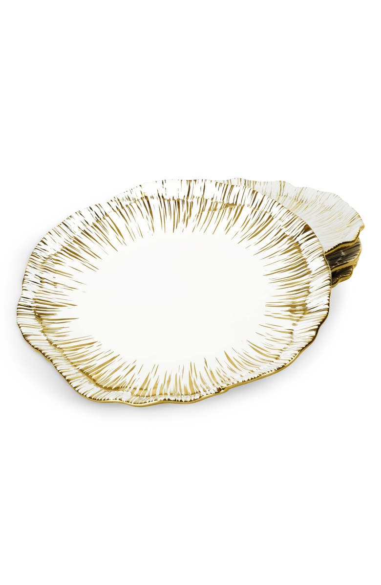 Michael Aram Anemone Set of 4 Tidbit Plates, Alternate, color, White/ Gold