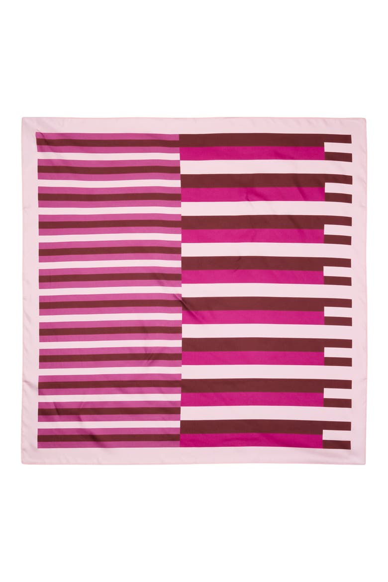 Printed Square Silk Scarf, Alternate, color, PINK MIXED STRIPE
