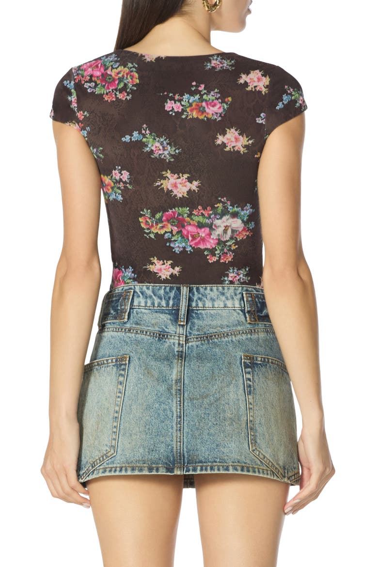 Square Neck Cap Sleeve Top, Alternate, color, JAVA SNAKE FLORAL