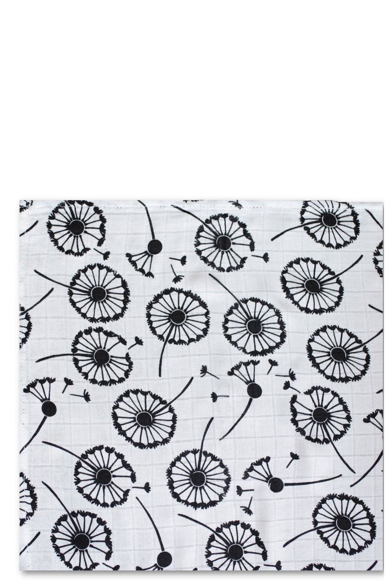 XL Dandelion Sensory Organic Cotton Muslin Blanket, Alternate, color, BLACK AND WHITE