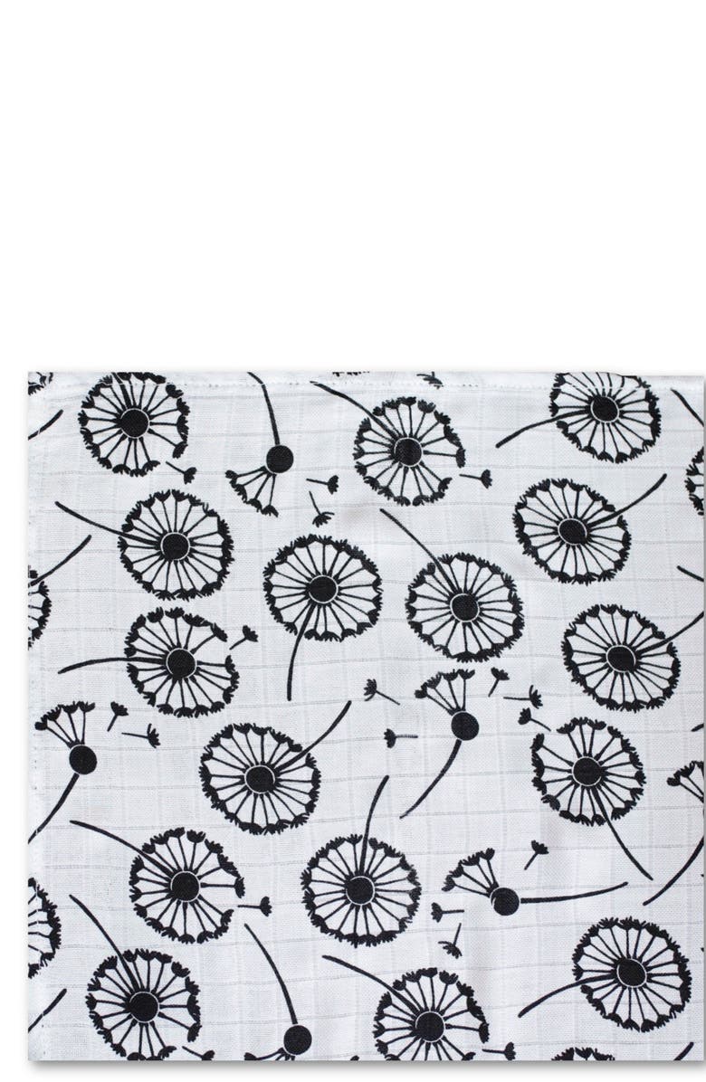 ETTA LOVES XL Dandelion Sensory Organic Cotton Muslin Blanket, Alternate, color, Black And White