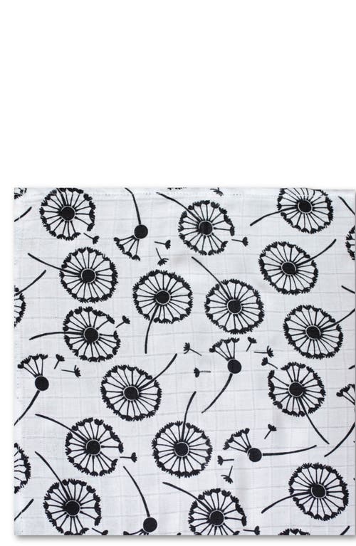 Etta Loves Xl Dandelion Sensory Organic Cotton Muslin Blanket In Black And White