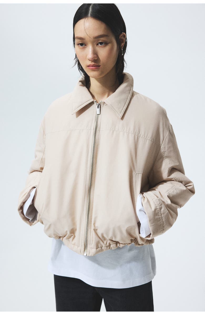 H&M Padded Bomber Jacket, Alternate, color, Light Beige