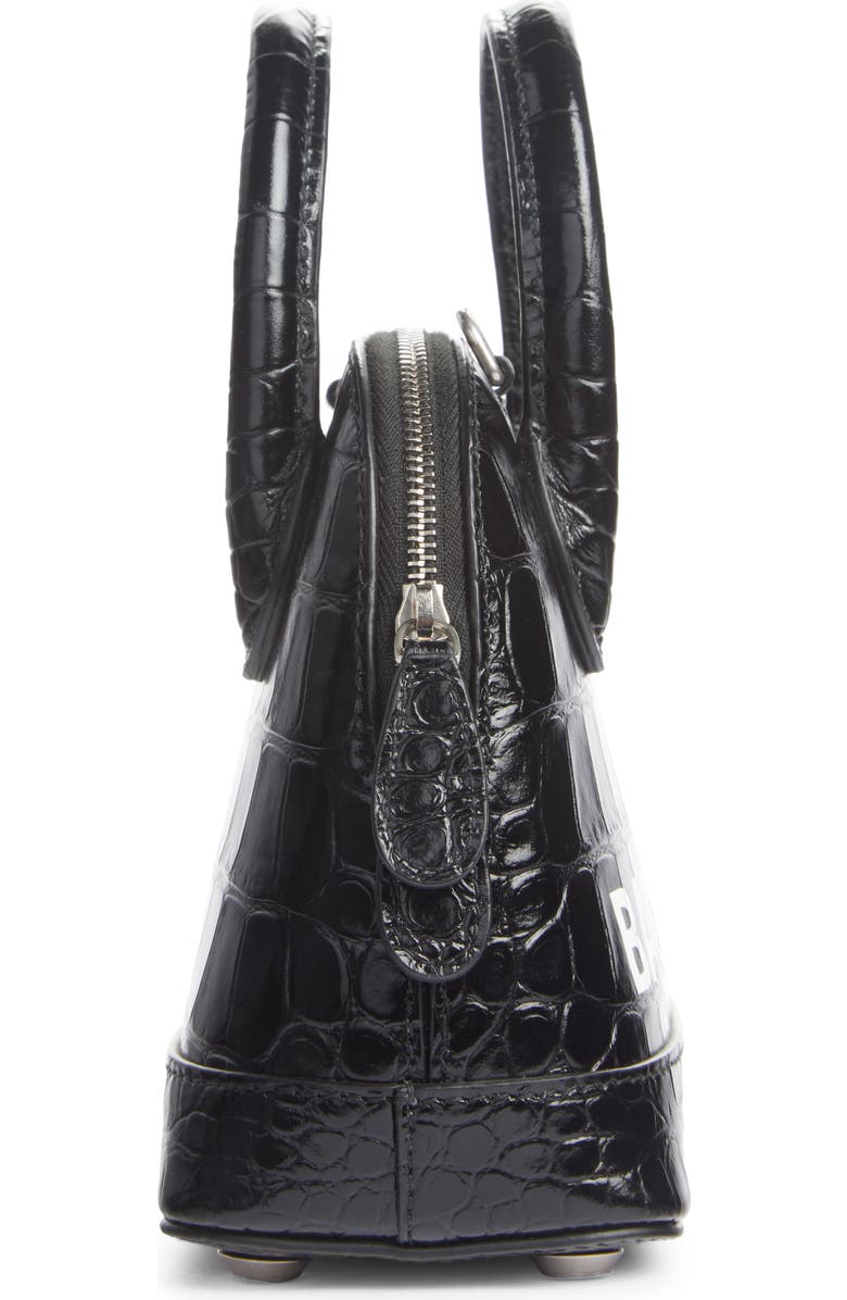 Balenciaga Mini Ville Croc Embossed Leather Satchel, Alternate, color,