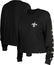 New Era Women's New Era  Black New Orleans Saints Thermal Crop Long Sleeve T-Shirt