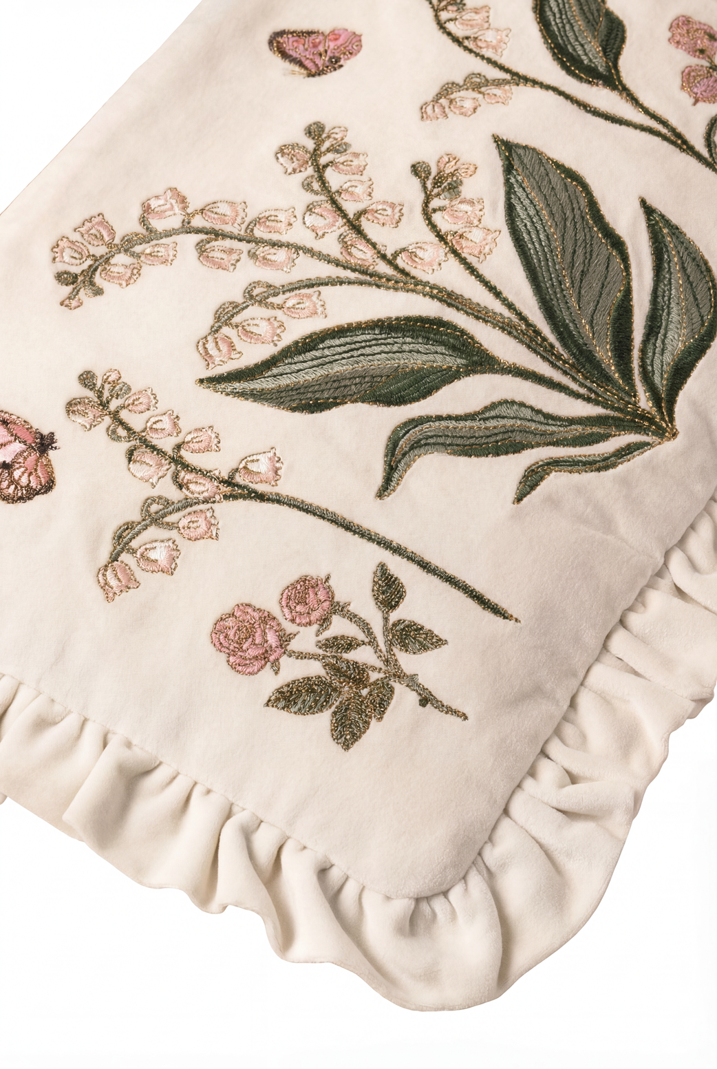 Elizabeth Scarlett Lily of the Valley Frill Pouch, Alternate, color, Cream