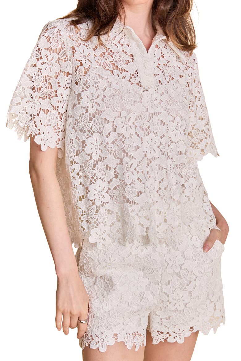 Lace Collar Shirt, Alternate, color, IVORY