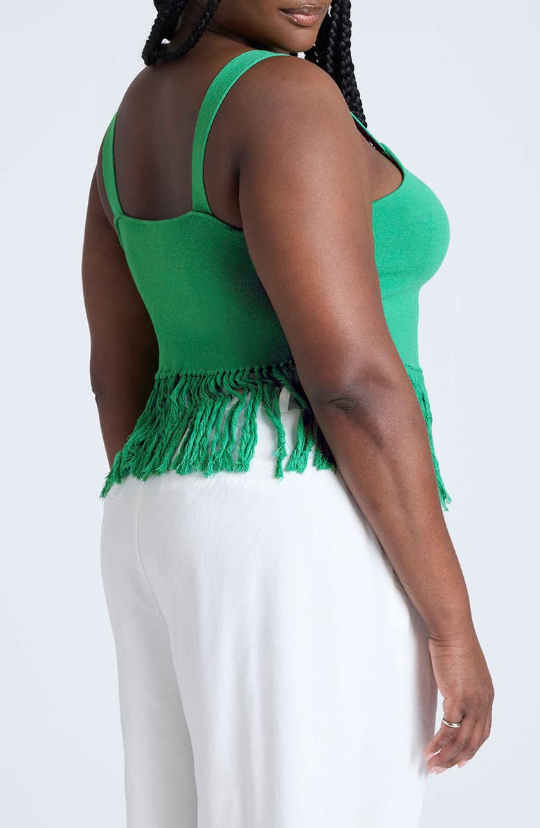 ELOQUII Fringe Crop Top, Alternate, color, 