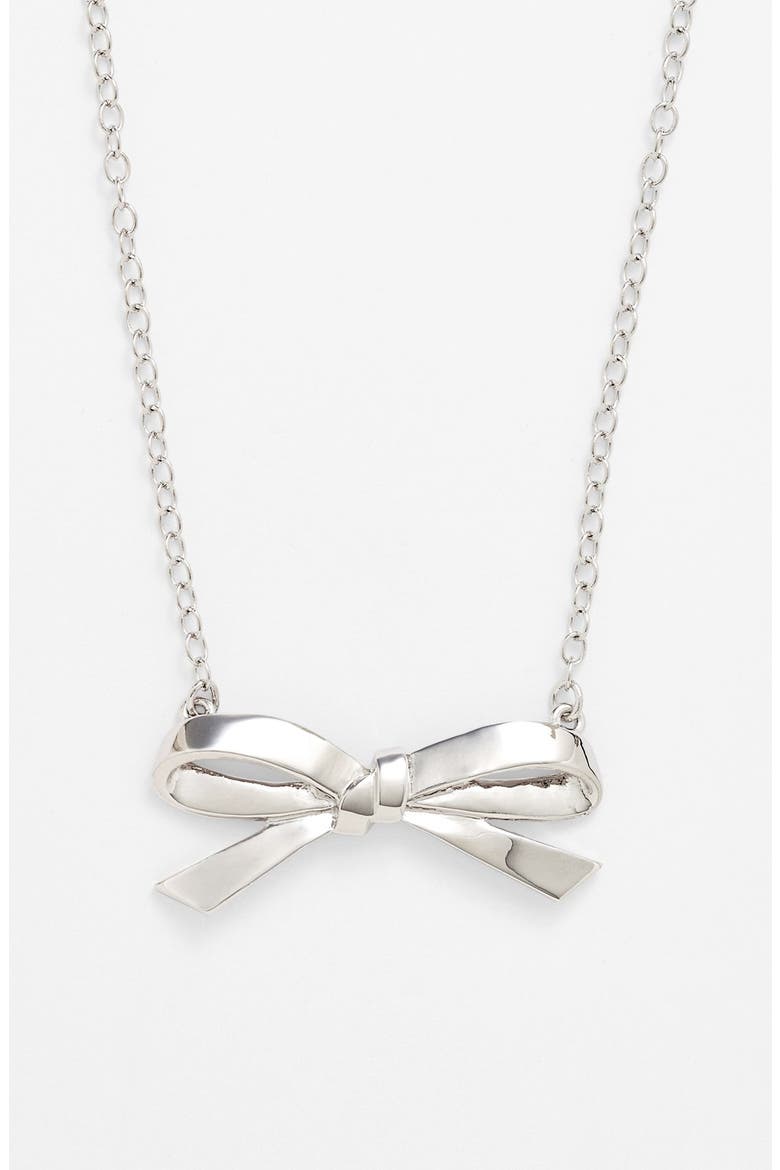 'finishing touch' bow pendant necklace, Alternate, color, SILVER