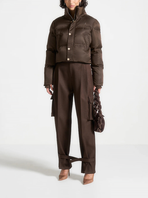 Maeva Nylon Eiffel Cropped Puffer Jacket