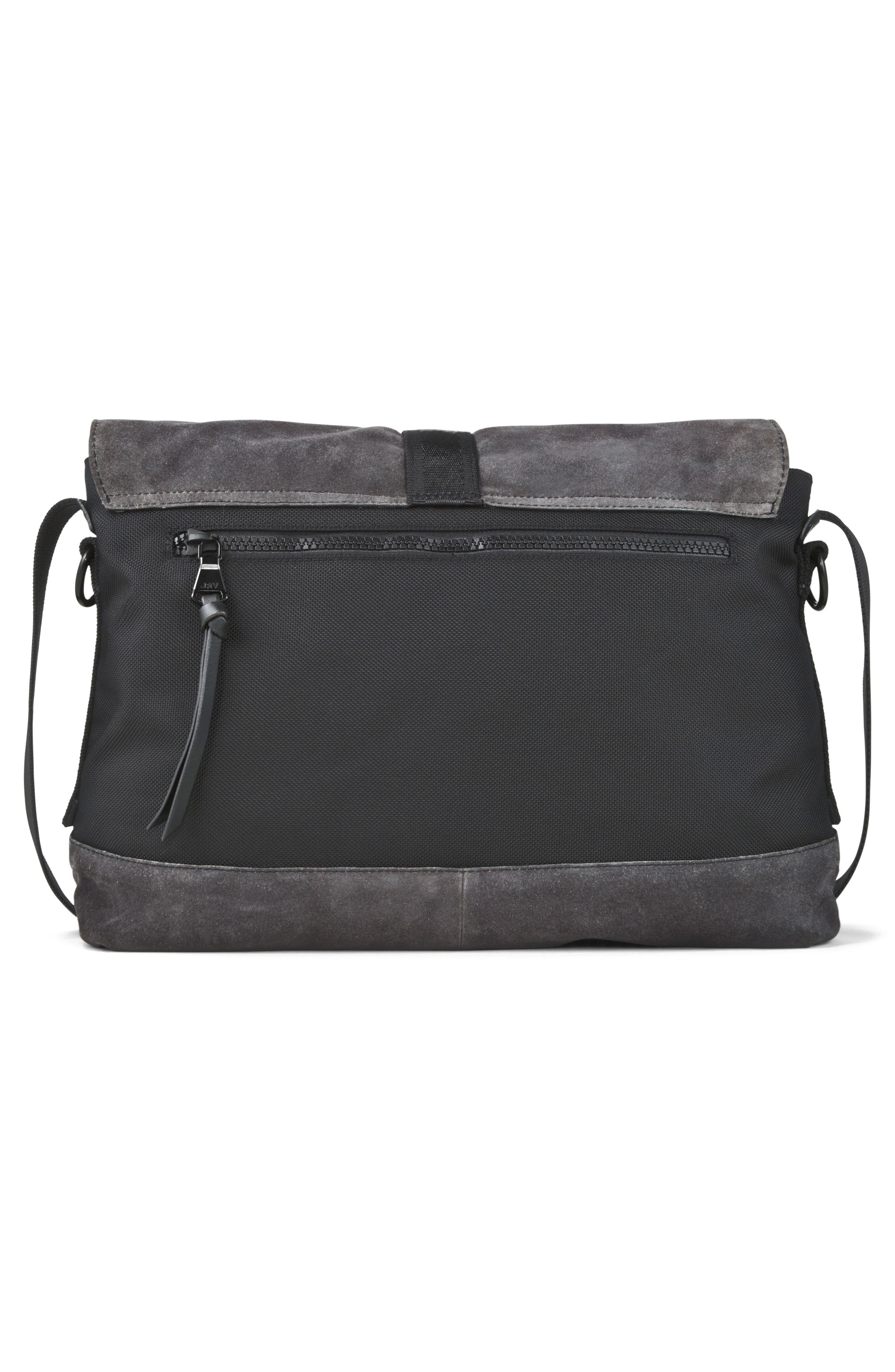 John Varvatos Star USA Suede & Ballistic Nylon Messenger Bag, Alternate, color, 