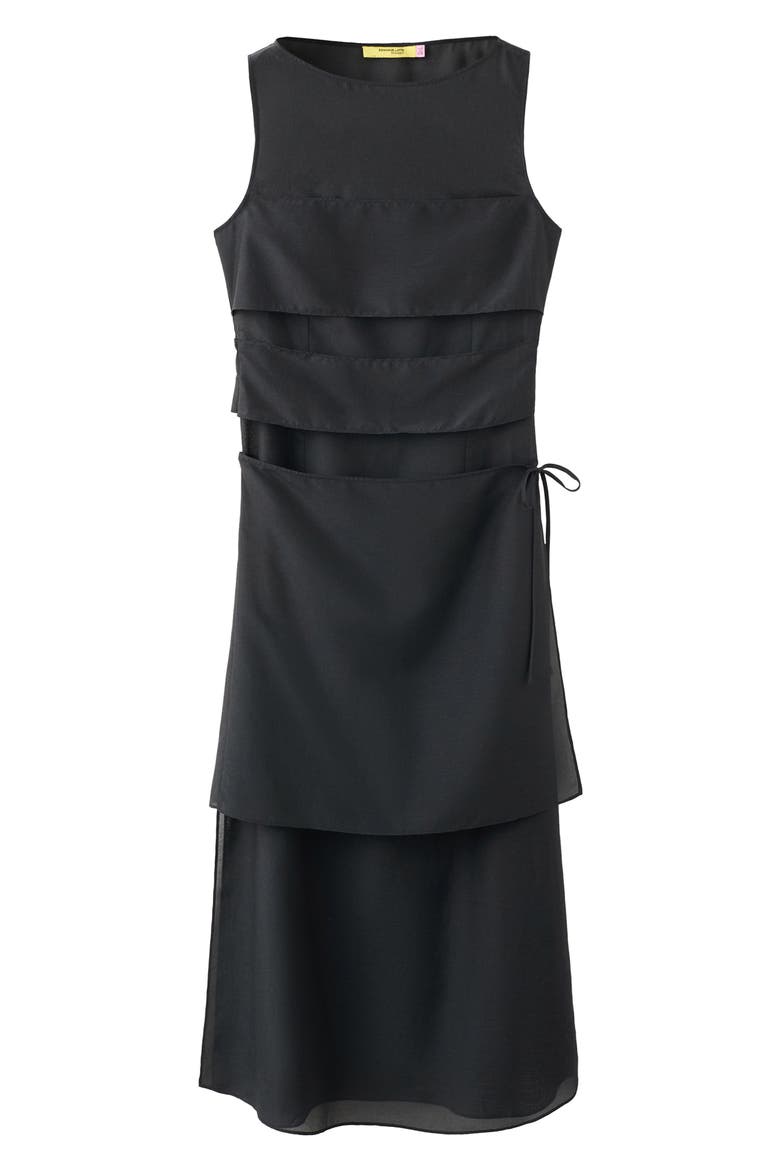 Semi-Sheer Paneled Overlay Dress, Main, color, BLACK