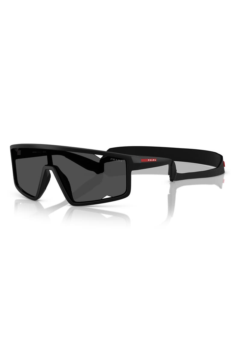 Prada PS A03S 141mm Rectangular Sunglasses, Alternate, color, Matte Black
